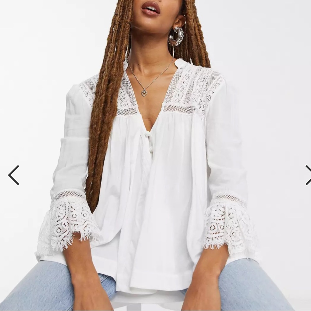 Free People White Lace Blouse